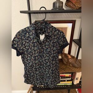 H&M Navy Floral Men's Button Down Shirt
